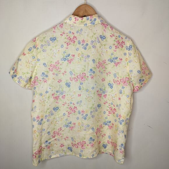 Liz Claiborne Floral Linen Shirt Button Front - Picture 8 of 9